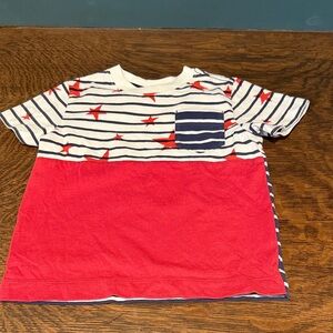 Hanna Andersson Red, Navy & White Star Stripe Pocket Tee